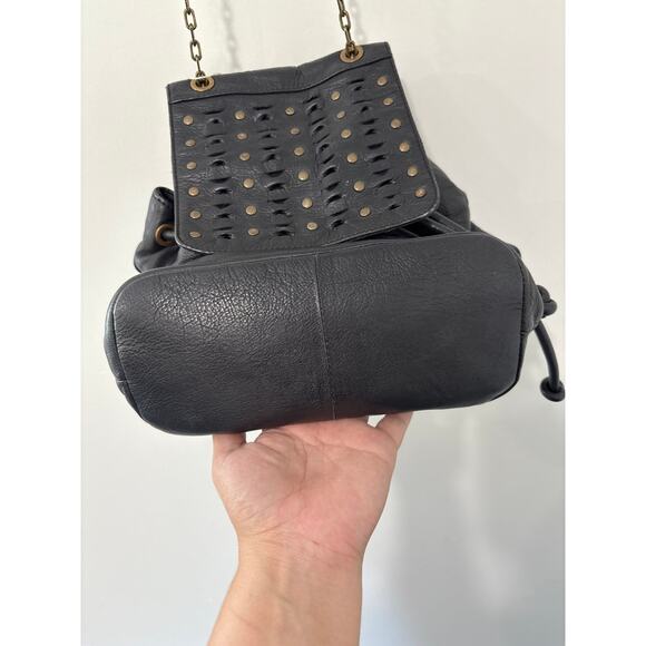 Frye Black Leather Backpack Gold Hardware